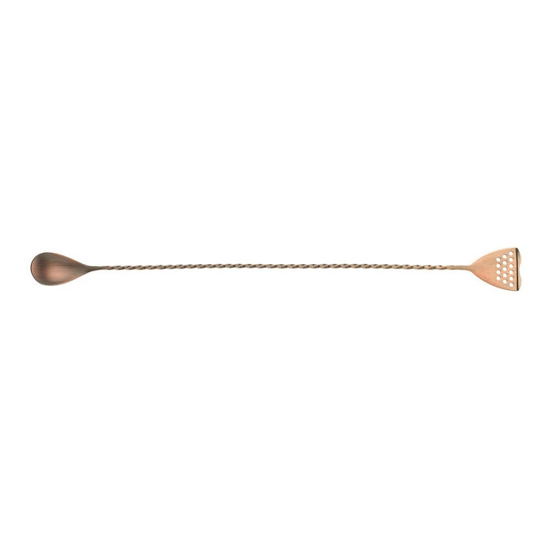 Barfly Bar Spoon with Strainer End, 15 3/4" (40.0 Cm), Antique Copper - Image 1